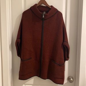 Burgundy Mixit zip up Poncho